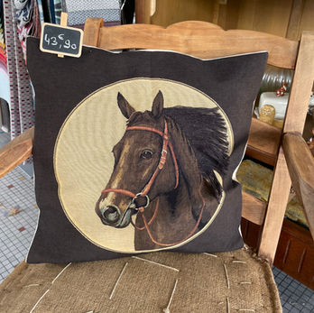 Coussin d'intérieur vintage imprimé cheval