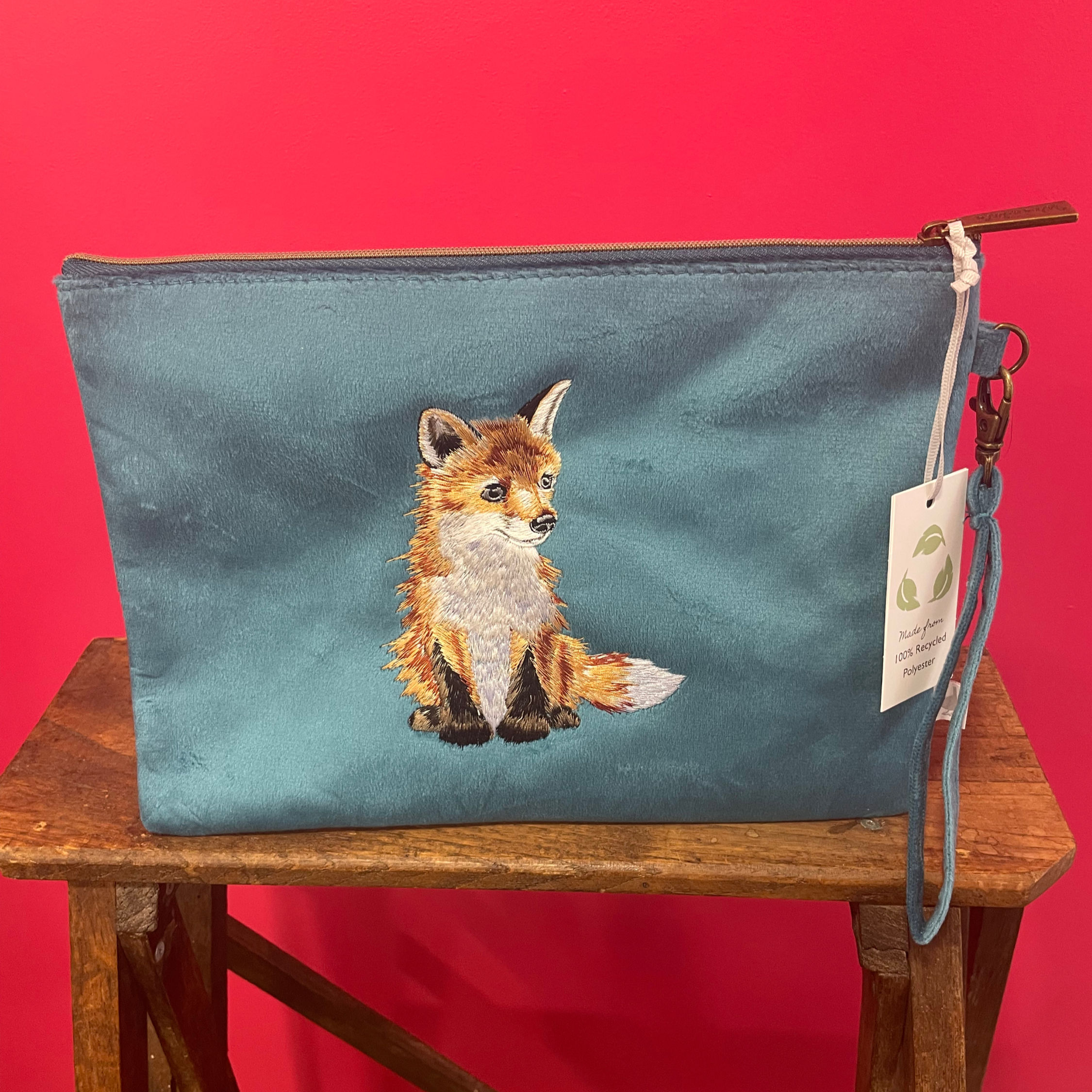 Pochette Brodée Fermeture Zippée Wrendale - Renard