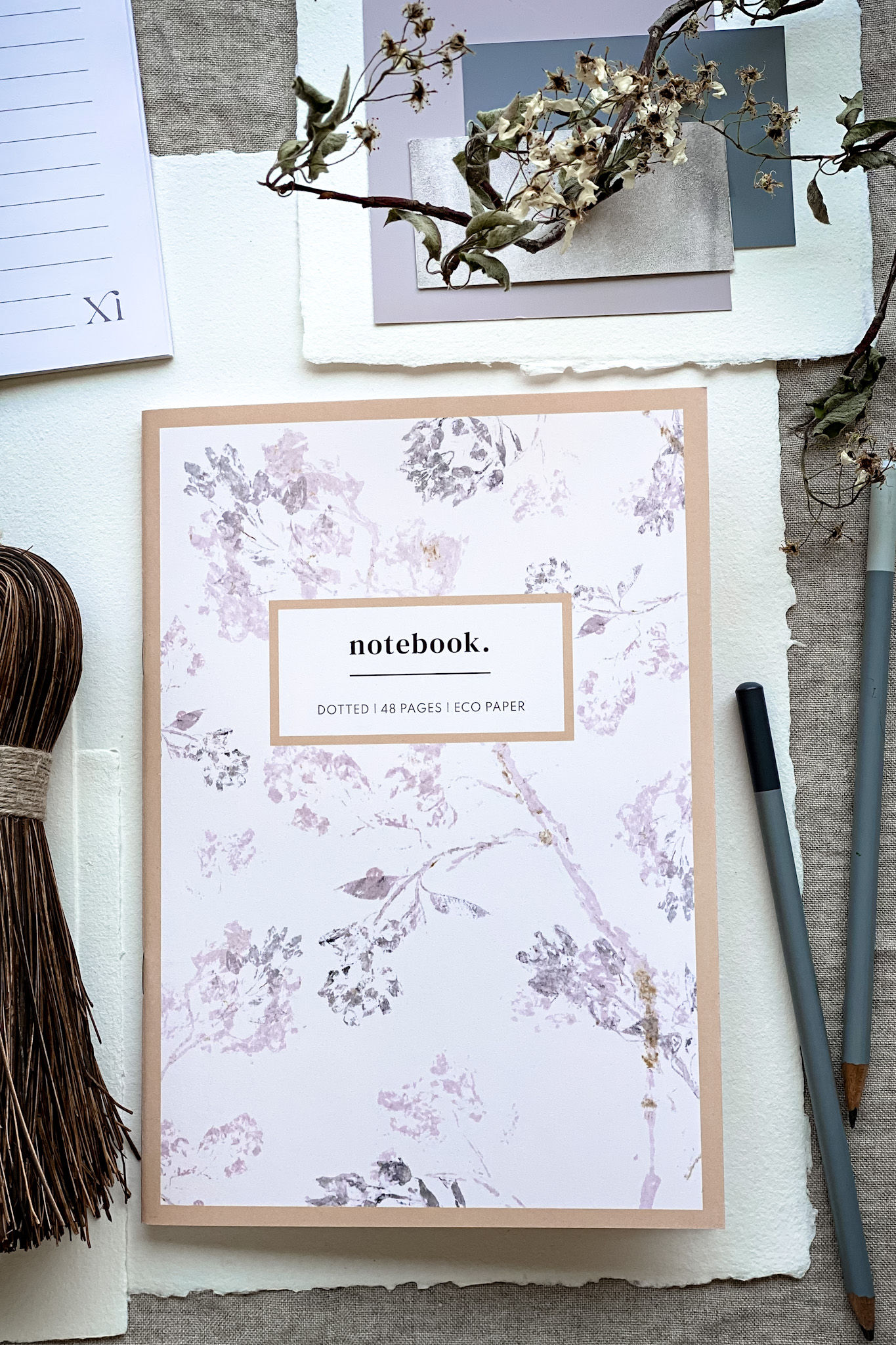 Dotted Notebook - Juneberry 'soft pink' with peach framing