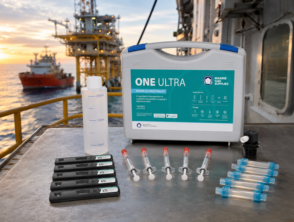 ONE ULTRA legionella testing range kit on an offshore rig.
