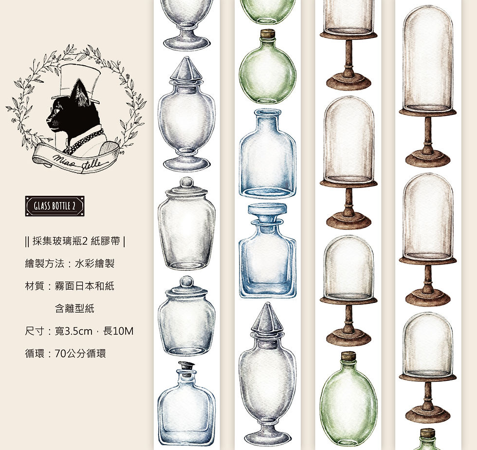 Thumbnail: Miao Stelle - Glass Bottle 2 Washi Tape (with Release Paper)