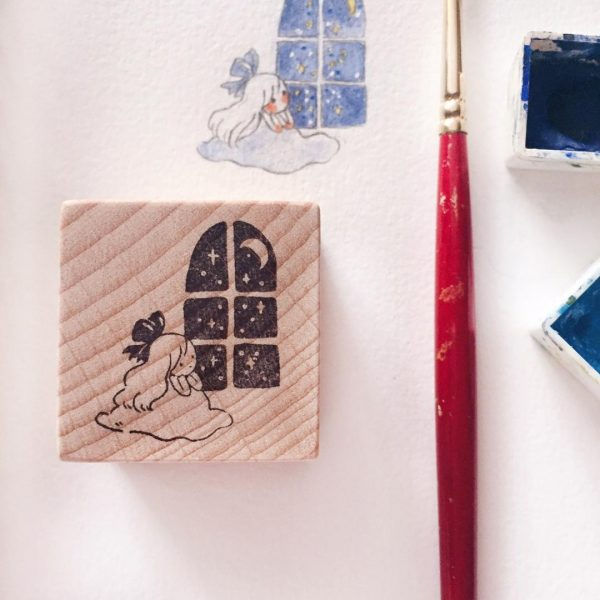 Msbulat - Moon Through the Window Rubber Stamp