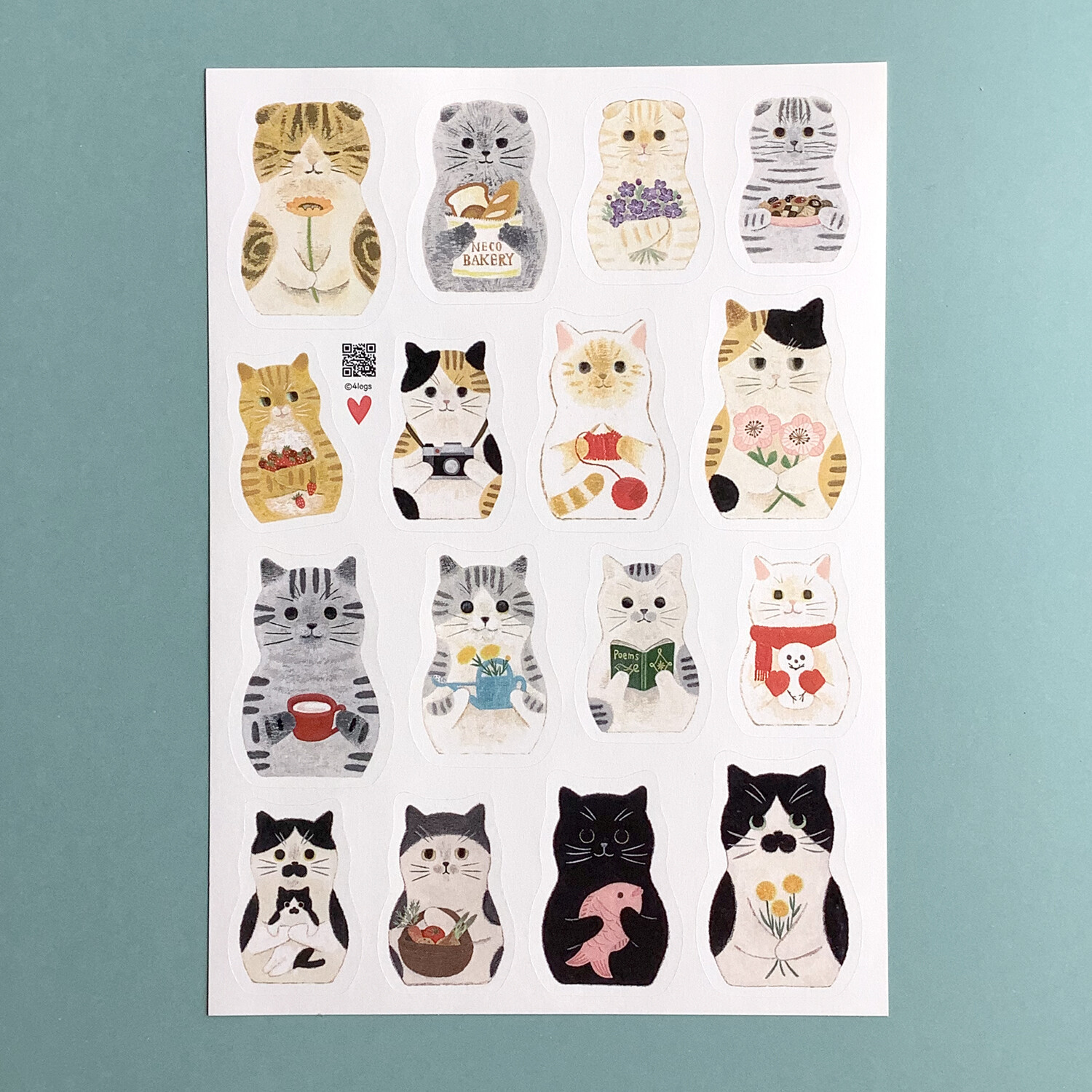 Cat Layout Sticker 4 Legs - Cat Sticker Sheet