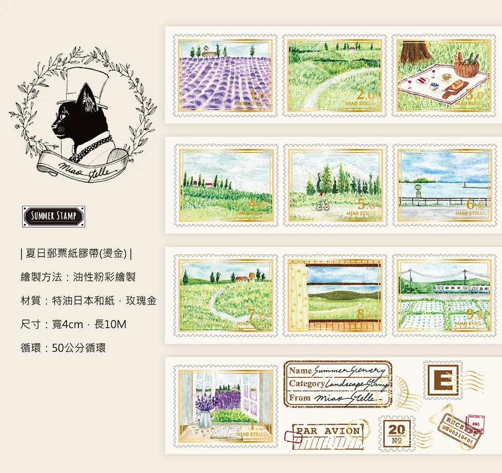 Thumbnail: Miao Stelle - Summer Stamp Washi Tape (with Release Paper)