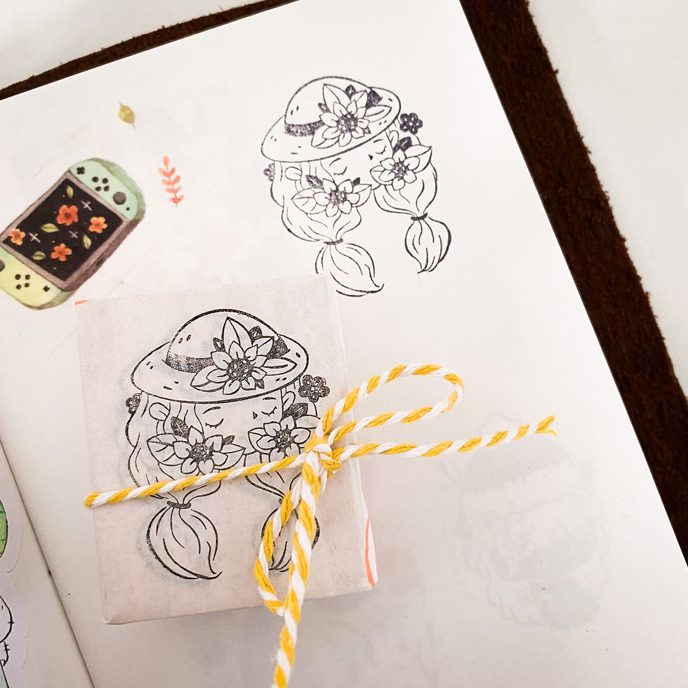Thumbnail: shō Little Happiness by Qiara Teor - Summer Hat Rubber Stamp