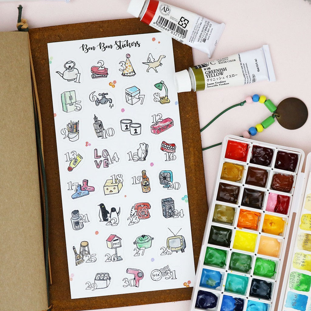 Bon Bon Stickers - Kiss Cut Stickers - Watercolor Dates