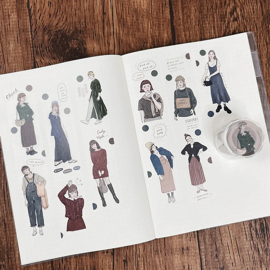 Bon Bon Stickers - Jewel Colored Outfit Washi Tape