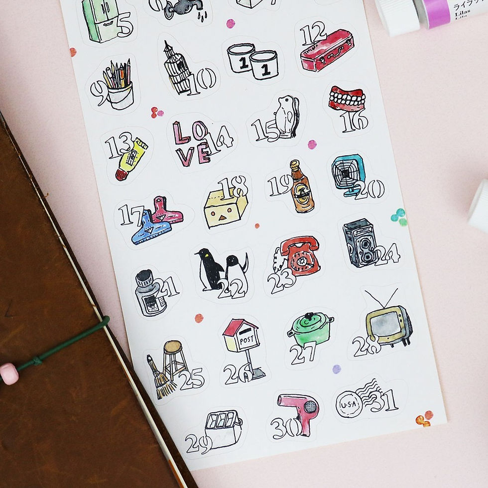 Thumbnail: Bon Bon Stickers - Kiss Cut Stickers - Watercolor Dates
