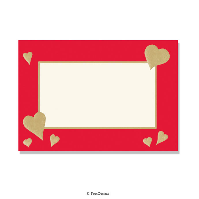 Red Bordered Hearts Invitation - Blank