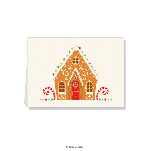 Gingerbread Note Design Gingerbread House Folded Note | faux-designs