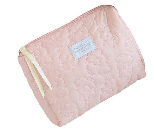 حقيبة أدوات الزينة باللون الوردي - متوسطة الحجم