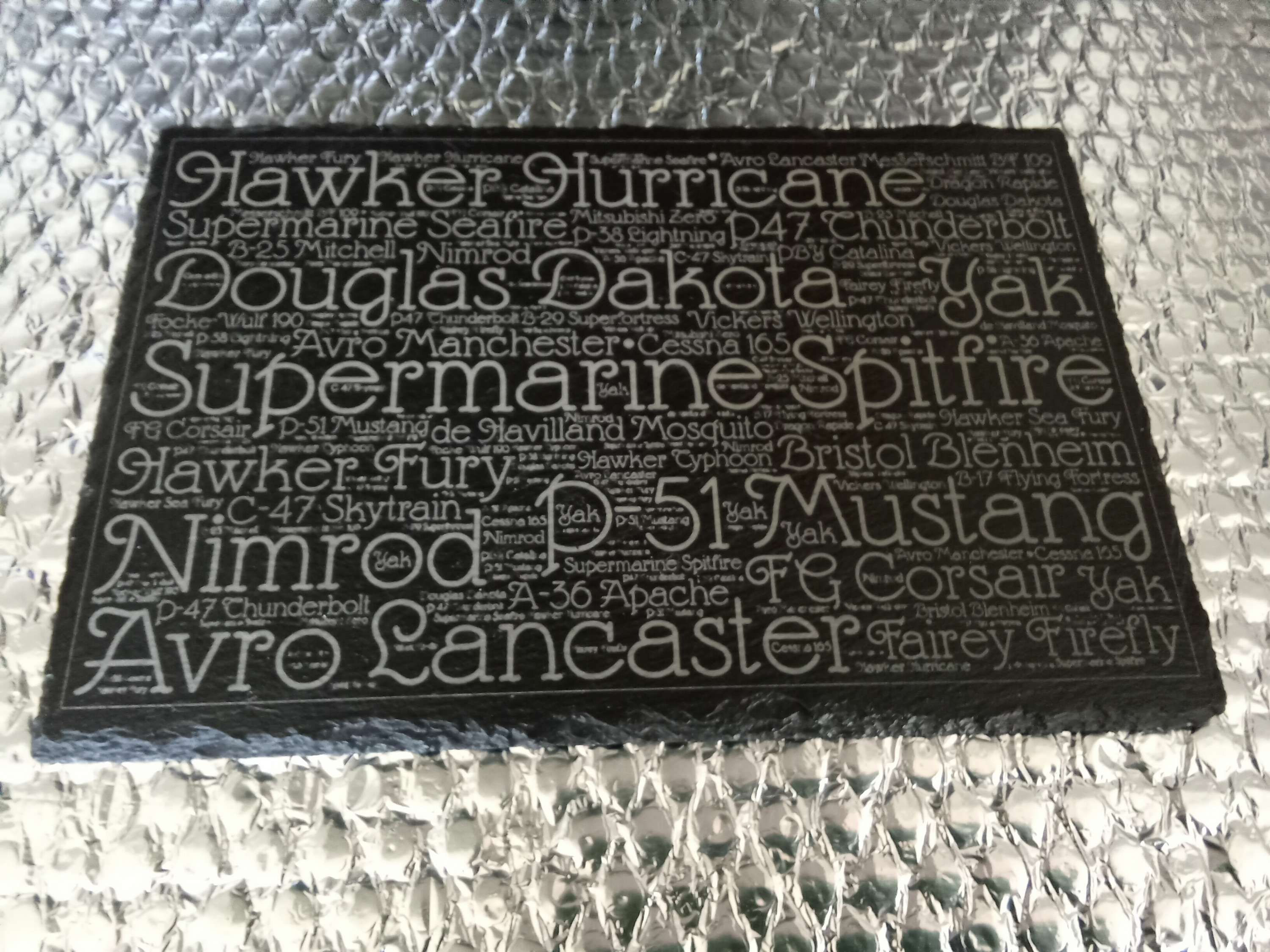 Planes from the Wars. Slate placemat