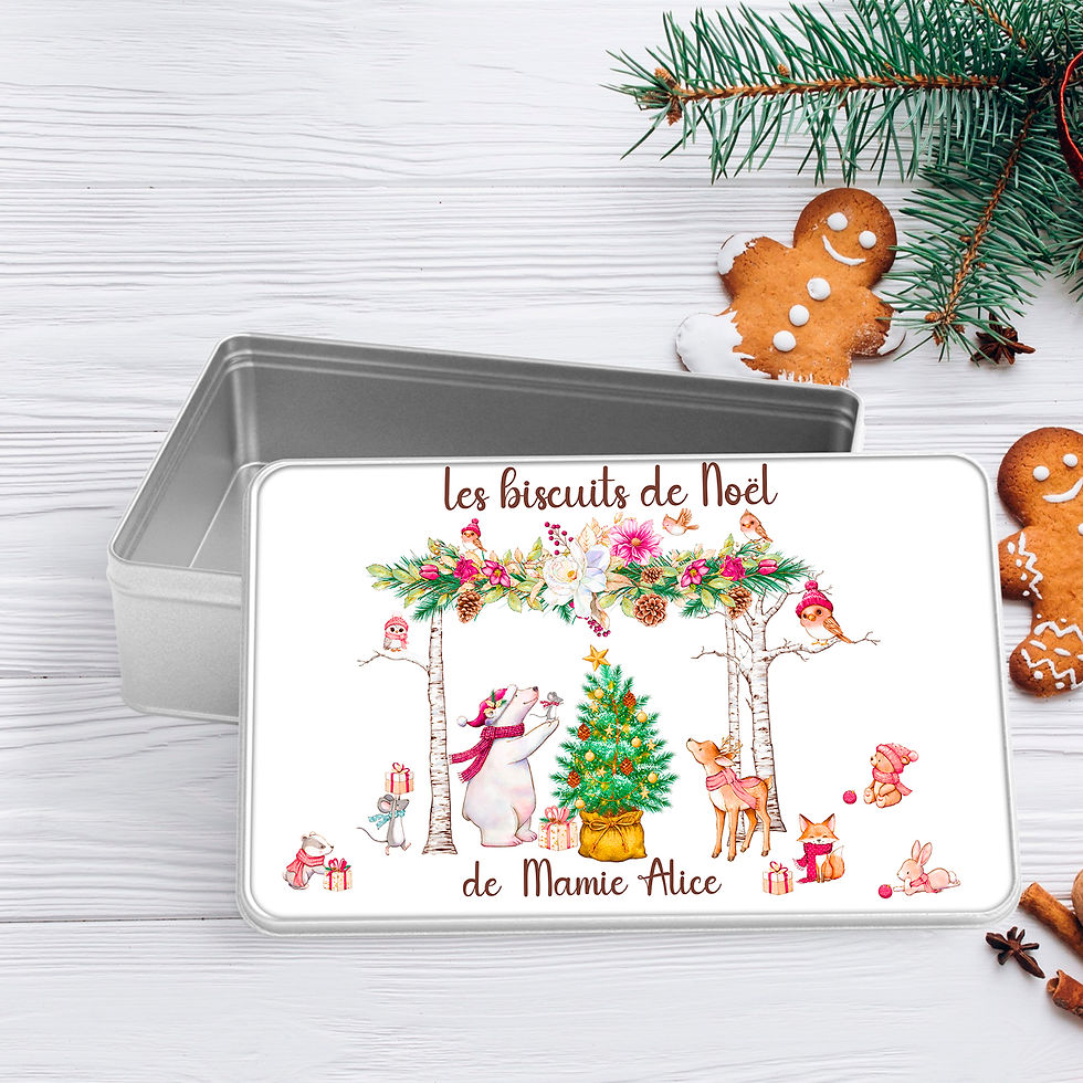 Boîte à biscuits Chaussettes de Noël à personnaliser cadeau famille papa maman mamie marraine nounou tonton papy