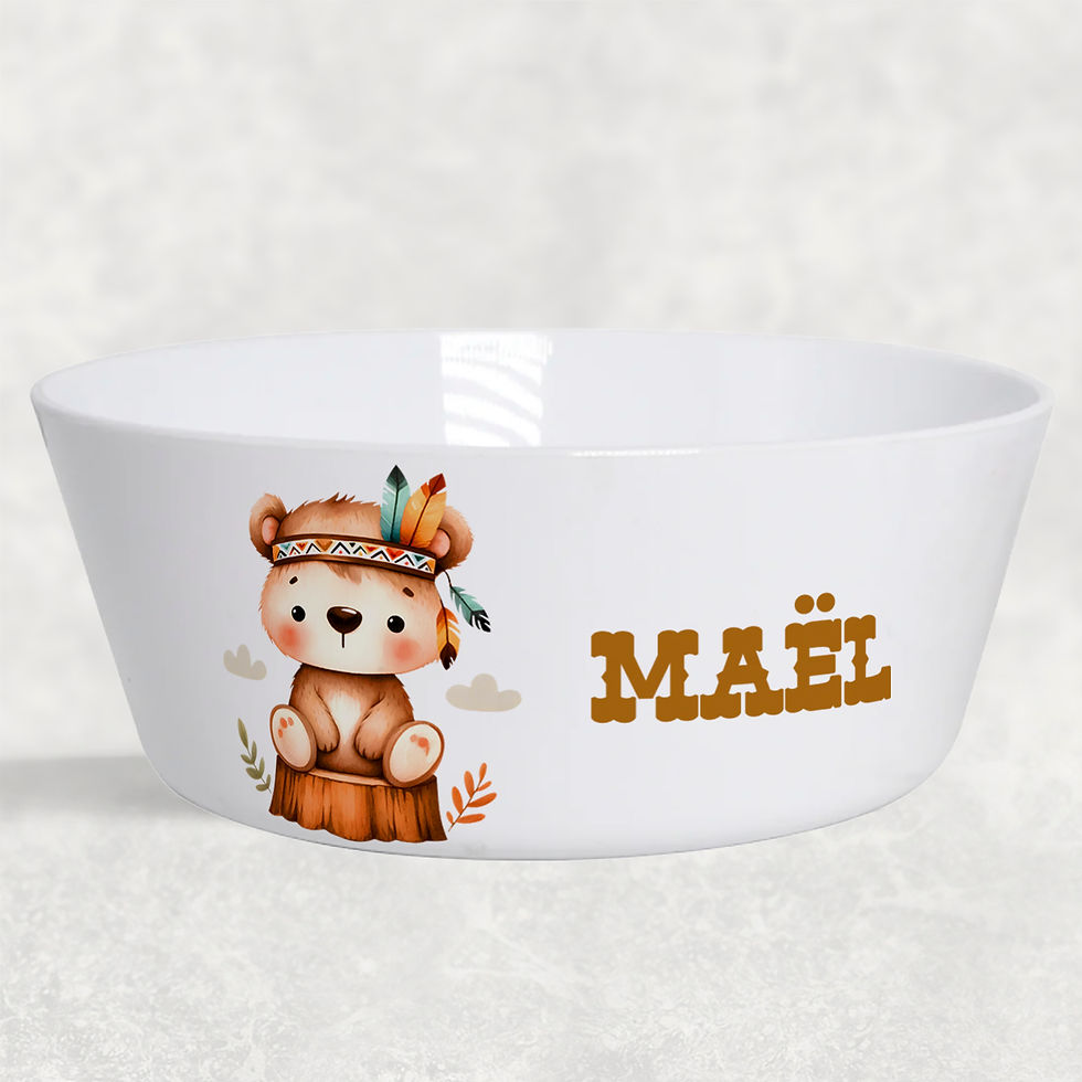 Bol personnalisé - collection animaux indiens 48 modèles - idéal chez nounou école crèche maison