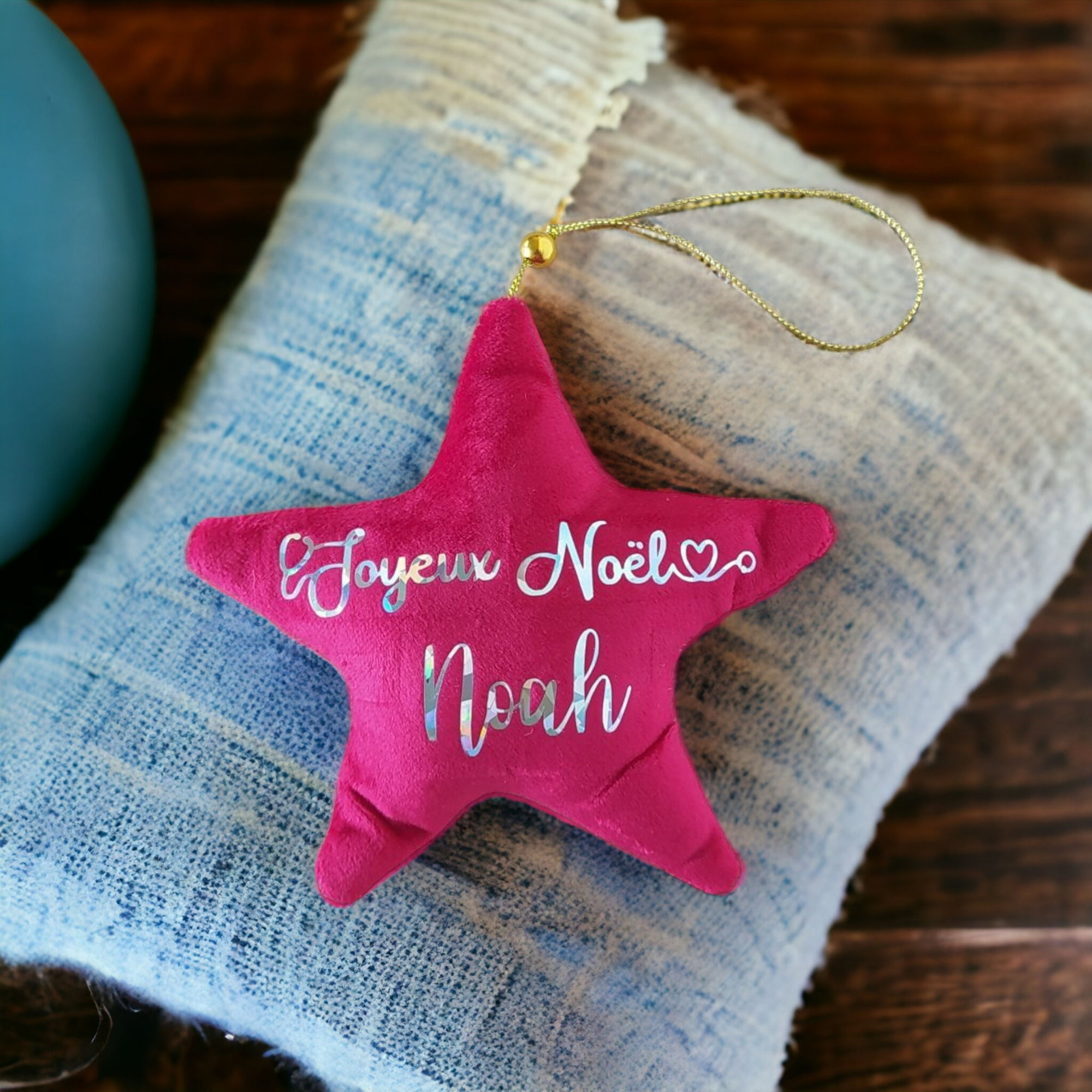 Étoile de Noël en velours ornement de sapin