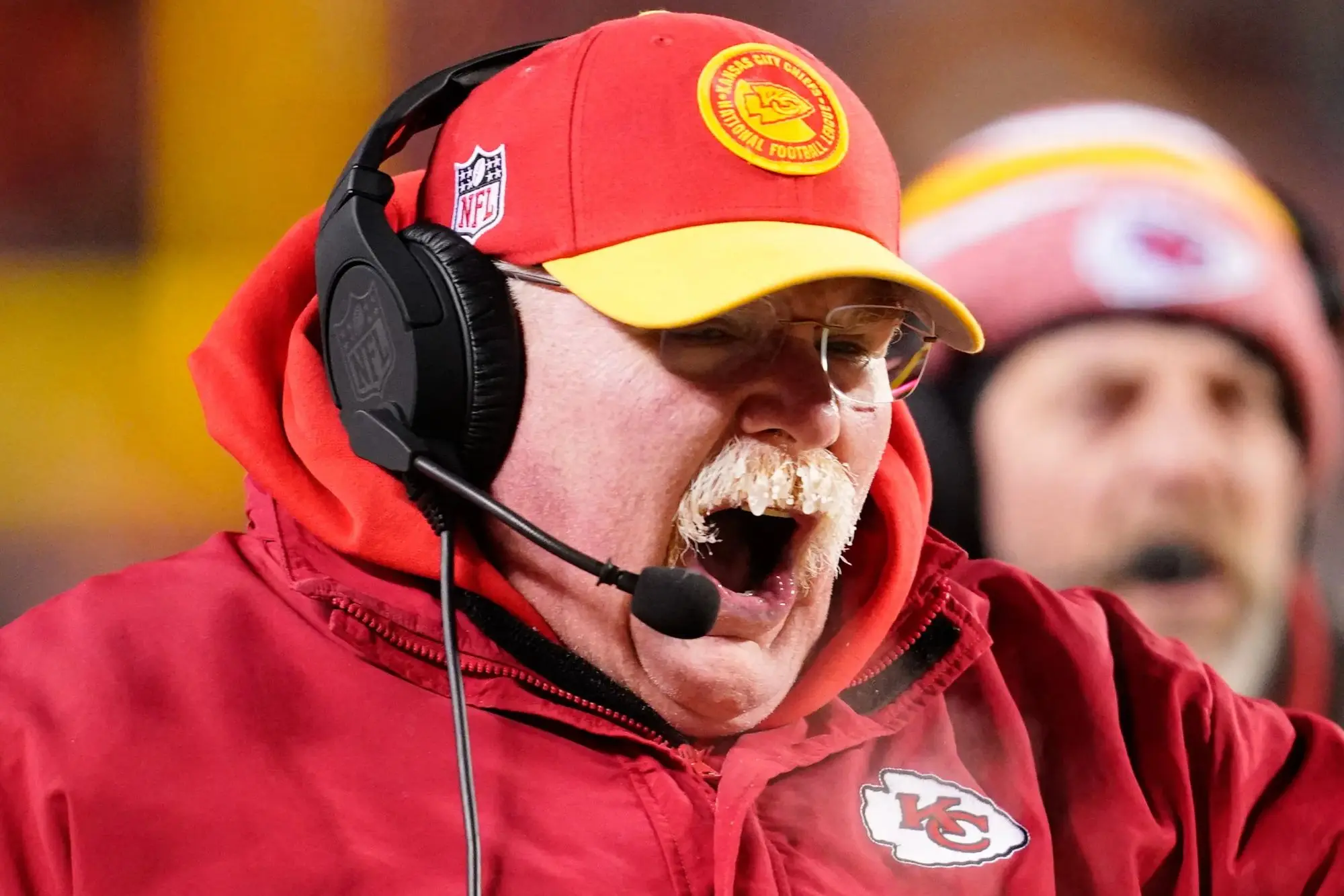 Andy Reid mustache snot icicles on Chiefs coach