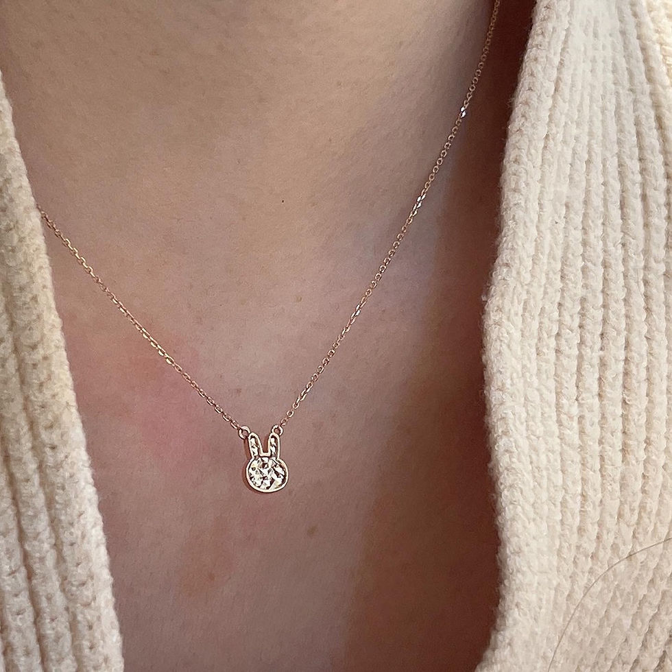 Thumbnail: 14K Gold Necklace: Rabbit Charm with Twinkle Texture