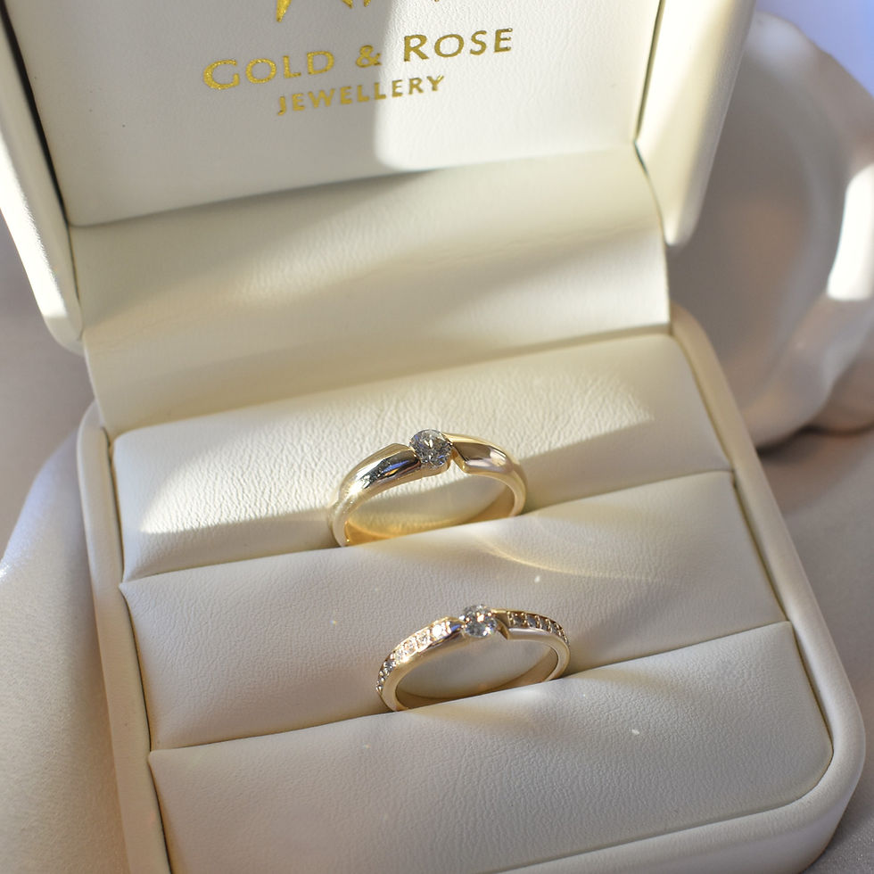 Thumbnail: Moonlight : 14k Couple Matching Rings