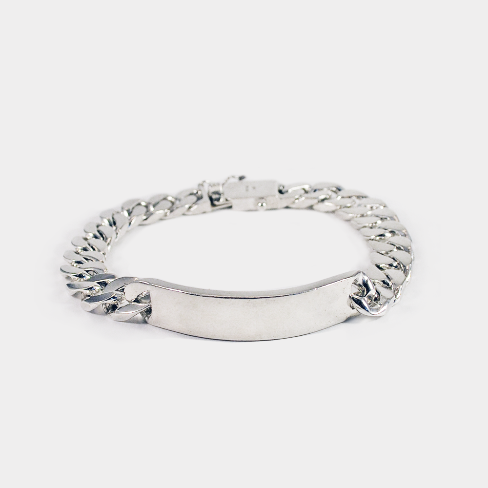 Sterling Silver 8" Curb Chain Bar Bracelet (10mm)