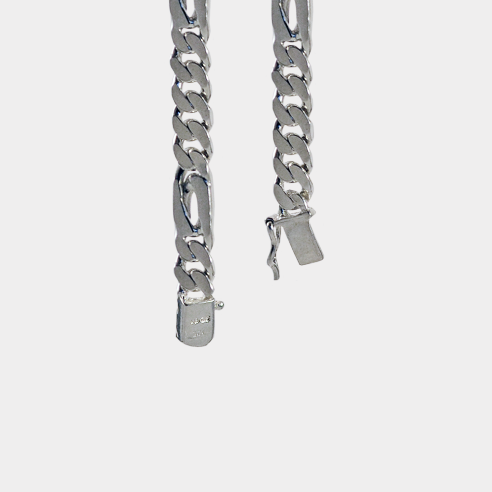 Sterling Silver 7.5" Figaro Chain Bracelet (7mm)