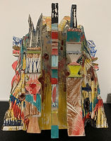 Painted wood sculpture 14"x12"x6 1/2"