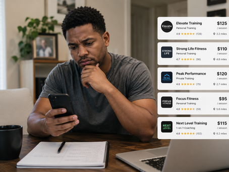 man comparing personal trainer prices in Cincinnati on smartphone