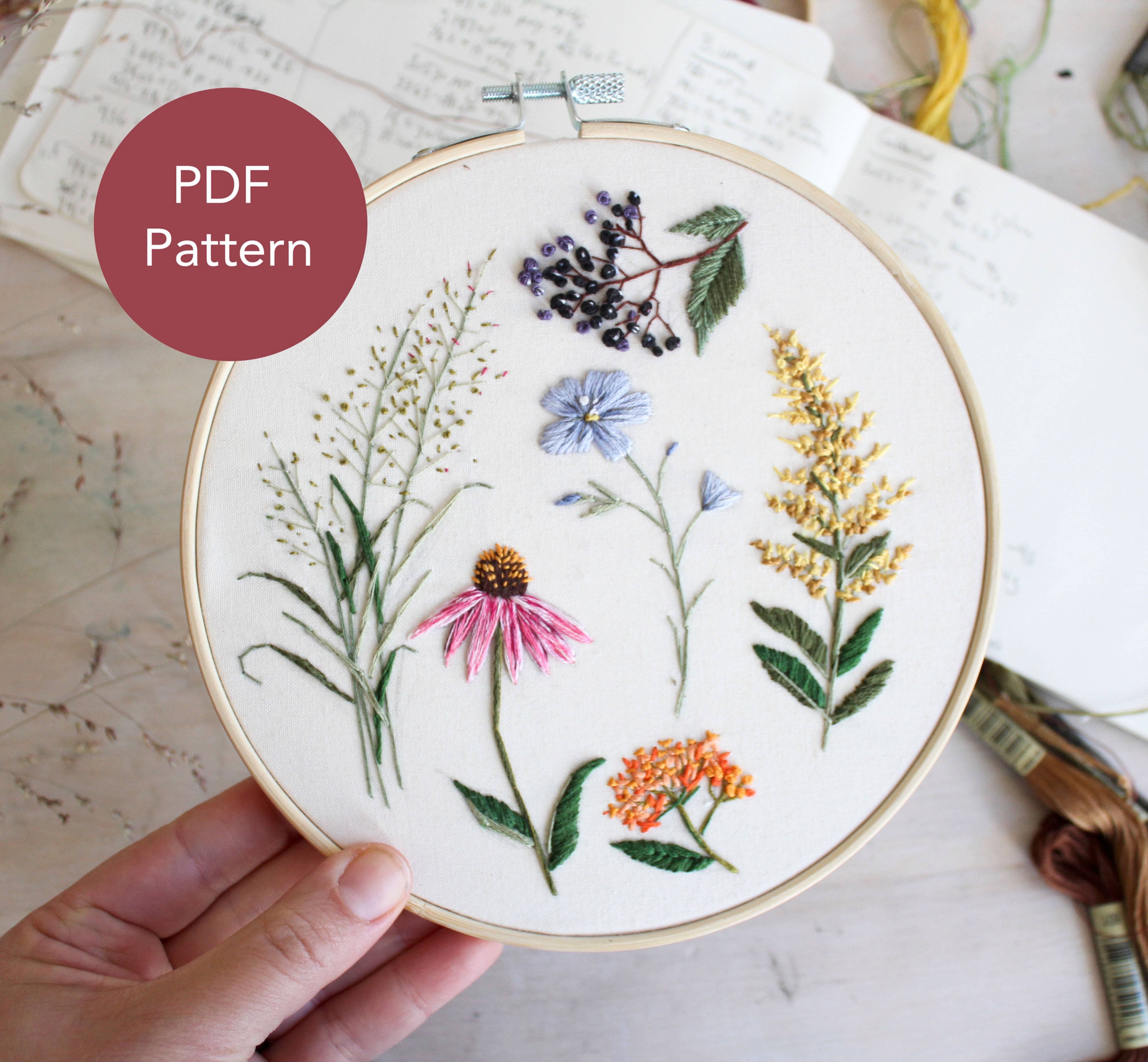 Native Plant Embroidery Pattern