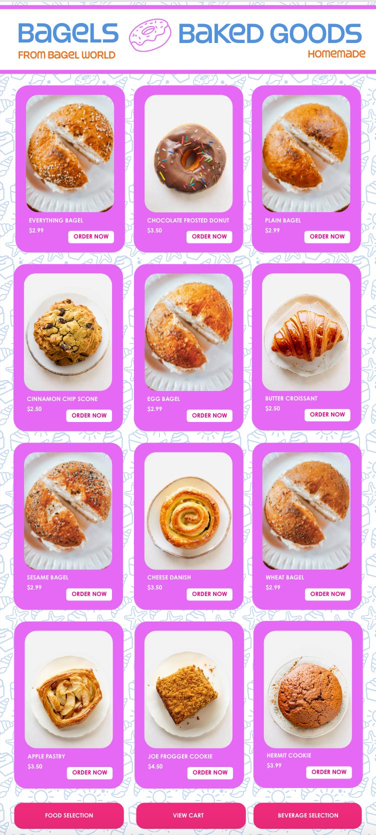 Bagels and Bakery Menu