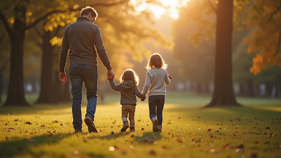 Close-up view of a family holding hands in a park