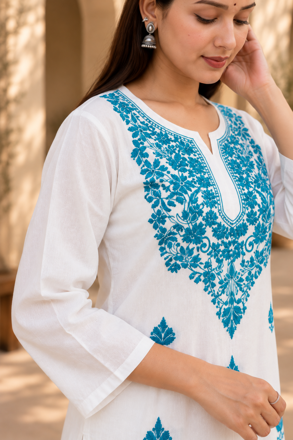 Ivory Sky Handcrafted Chikankari Co-ord Set