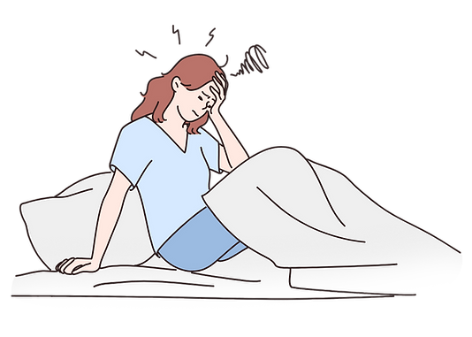 寝れなくて辛い女性のイラスト