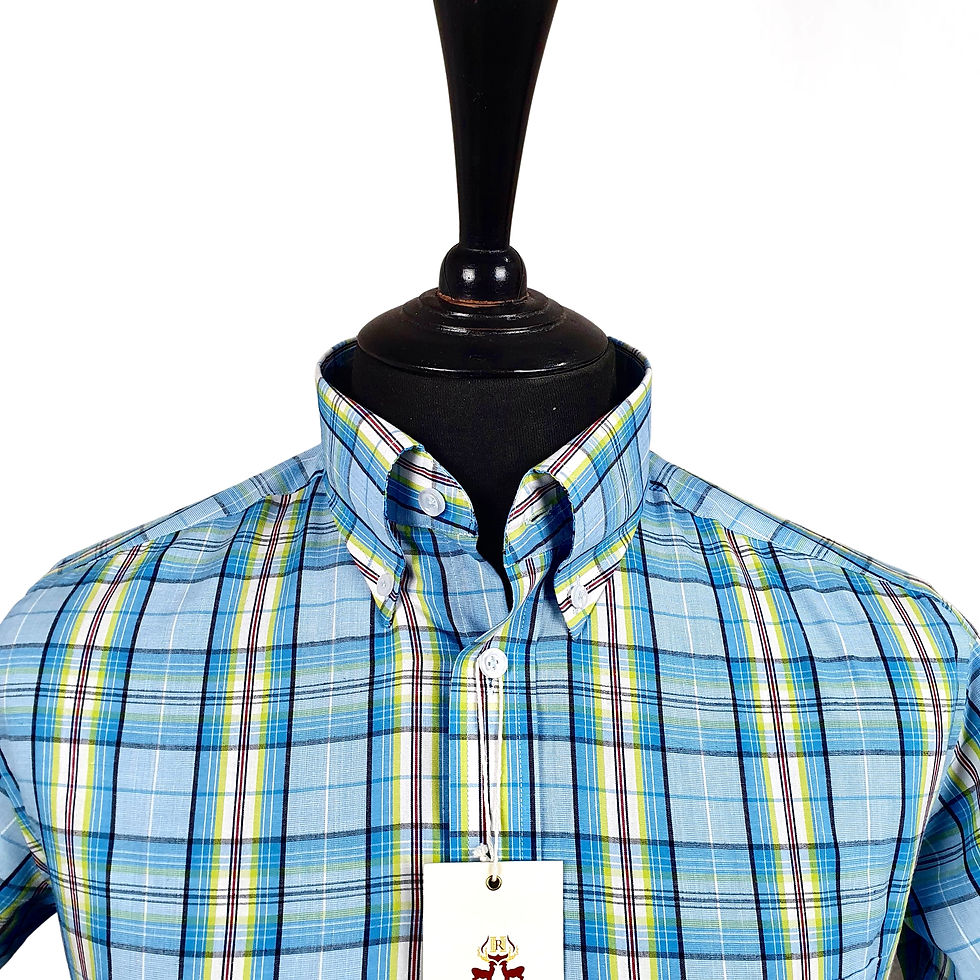 Thumbnail: Sky Neon Check Short Sleeves Shirt 5334