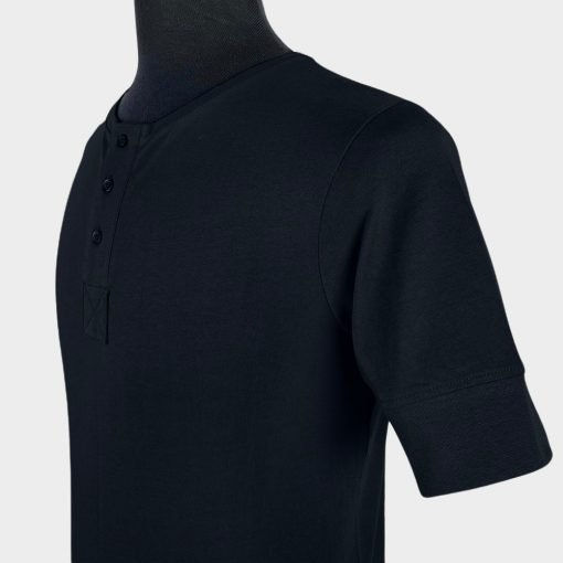 Thumbnail: Black Henley Short Sleeve T-Shirt 1028