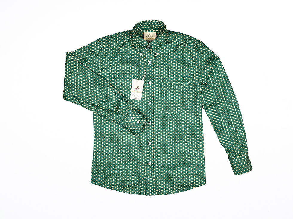 Thumbnail: Green Yellow Polka Long Sleeves Shirt 5165