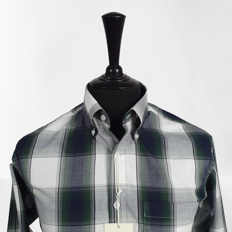 Thumbnail: Grey Green Check Short Sleeves Shirt 5206