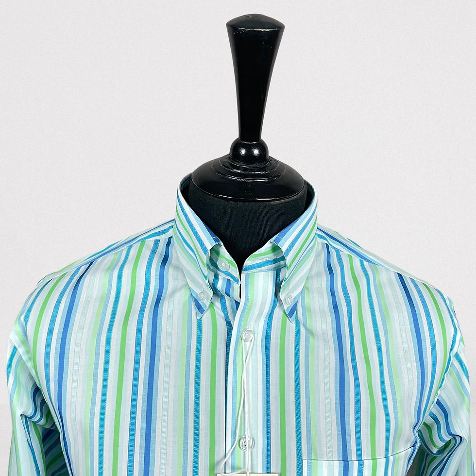 Thumbnail: Blue Green Stripes Long Sleeves Shirt 5295