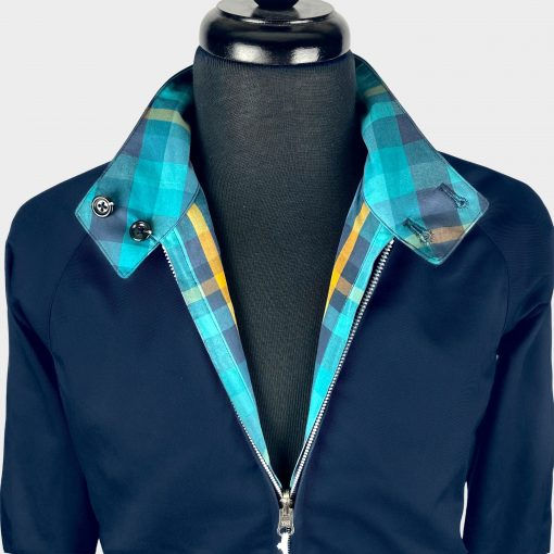 Thumbnail: Reversible Navy Check Golf Harrington Jacket 8080