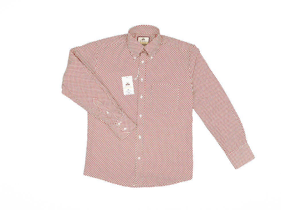 Thumbnail: Red Cream Polka Long Sleeves Shirt 5145-1