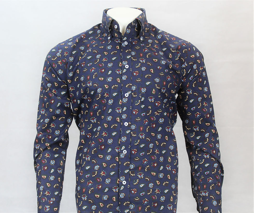 Thumbnail: Navy Big Paisley Long Sleeves 5114