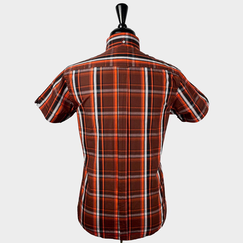 Thumbnail: Rusted Orange White Check Short Sleeves Shirt 5406