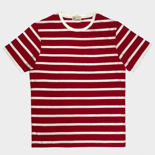 Red/White Breton Short Sleeve Crew Neck 1021