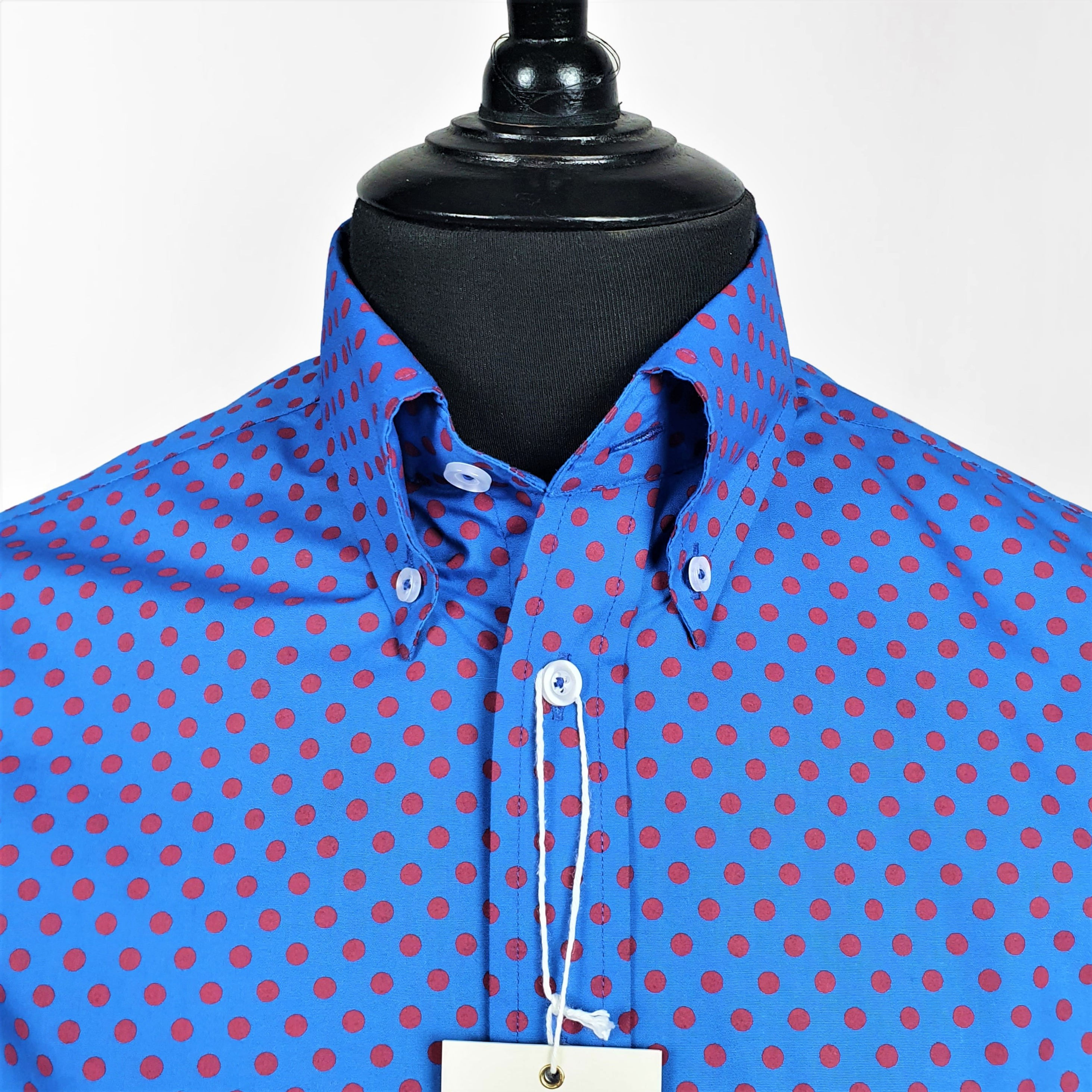 Blue Red Polka Long Sleeves Shirt 5242