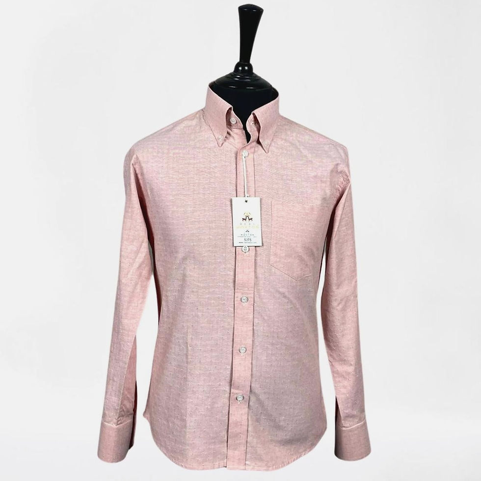 Thumbnail: Jacquard Peach Oxford Long Sleeves Shirt 5275