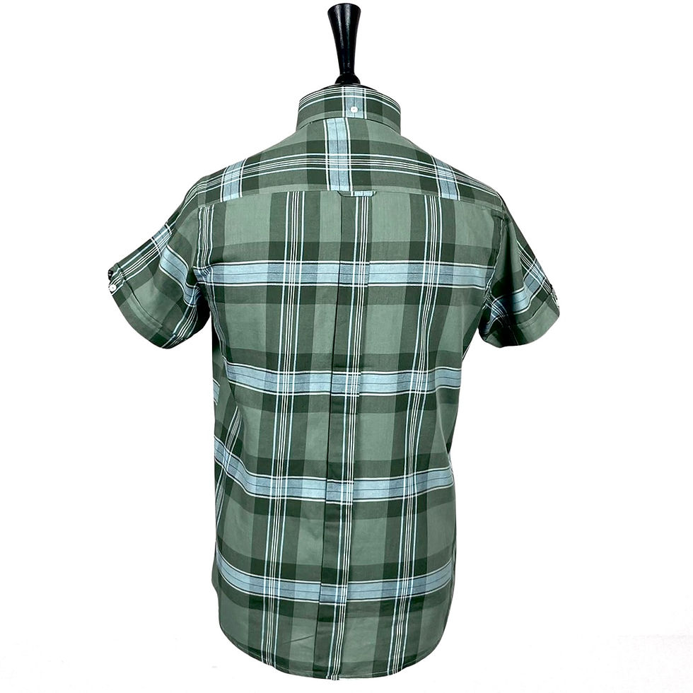 Thumbnail: Green White Big Check Short Sleeves Shirt 5259