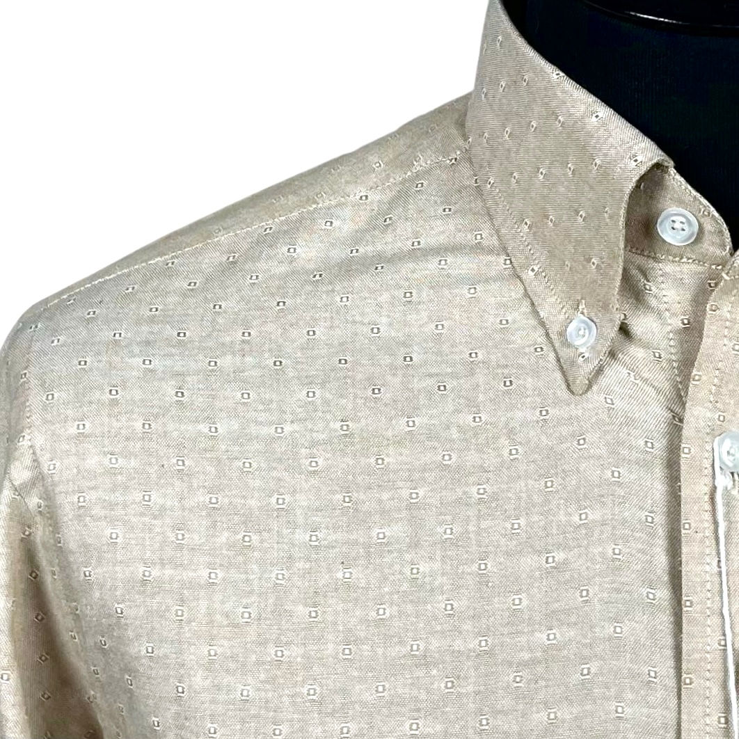 Jacquard Beige Oxford Long Sleeves Shirt 5276