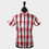 Thumbnail: Navy Red Orange Check Short Sleeves Shirt 5385