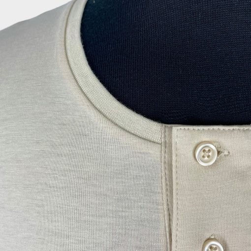 Thumbnail: Beige Henley Short Sleeve T-Shirt 1003