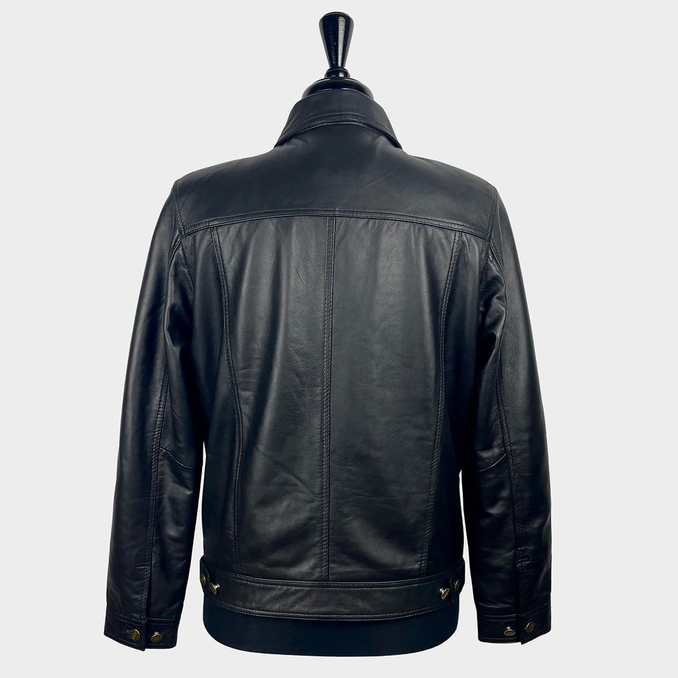 Thumbnail: Black Leather Trucker Jacket 6050