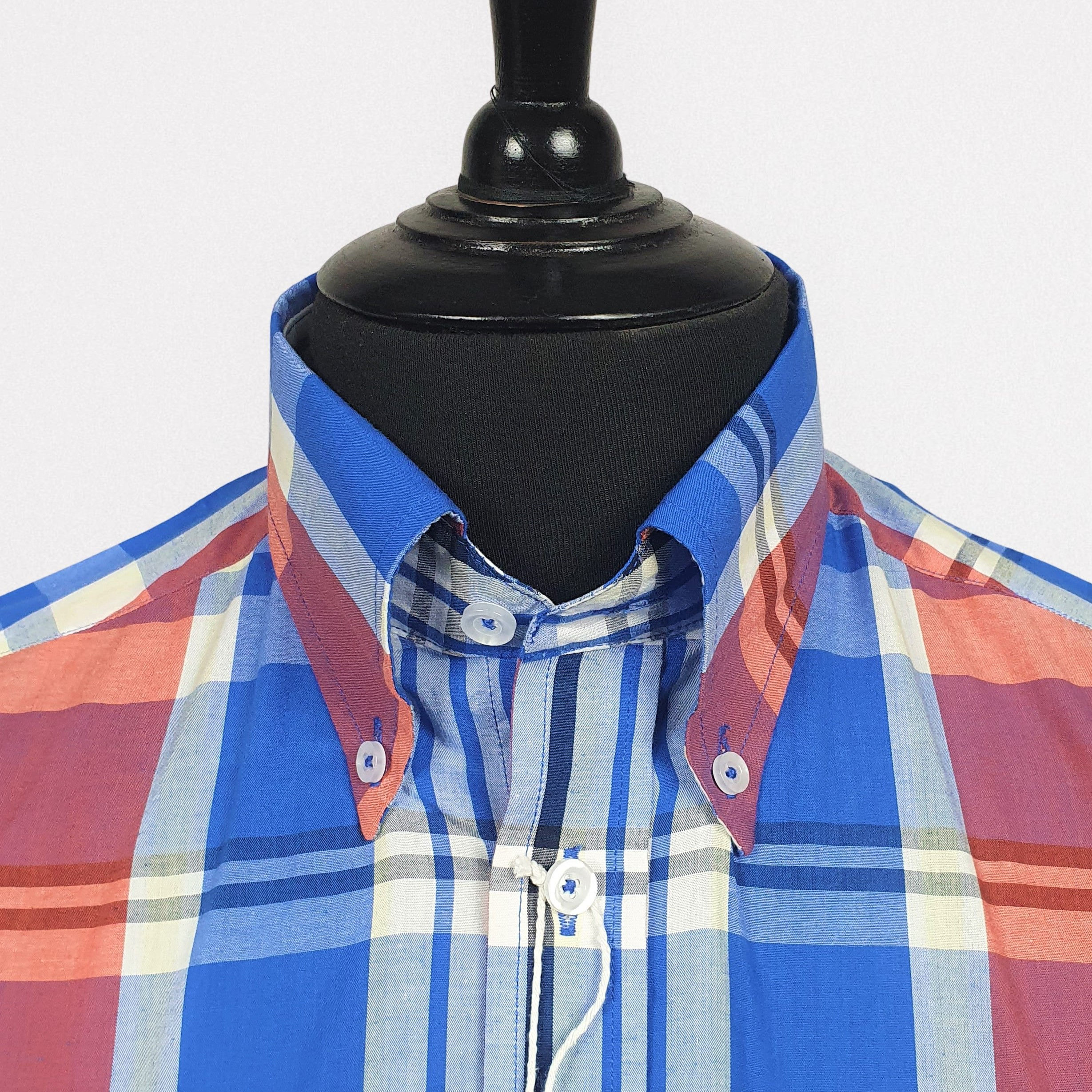 Blue Red Check Short Sleeves Shirt 5223