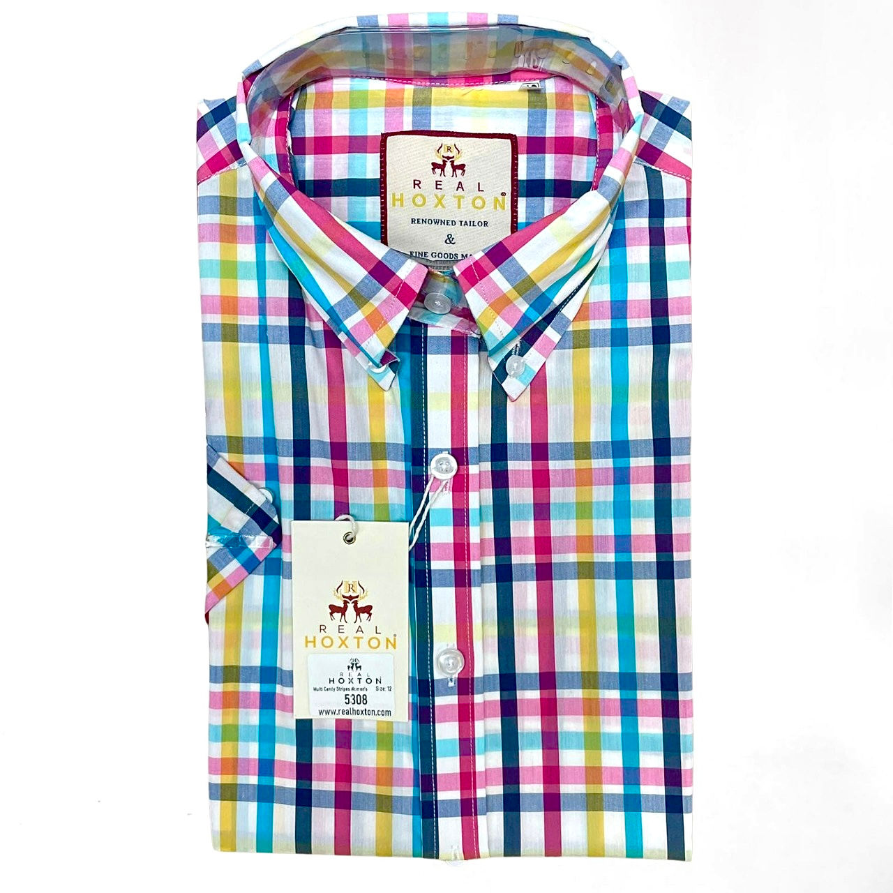 Women's Multi Candy Stripes Short Sleeves Shirt 5308-1